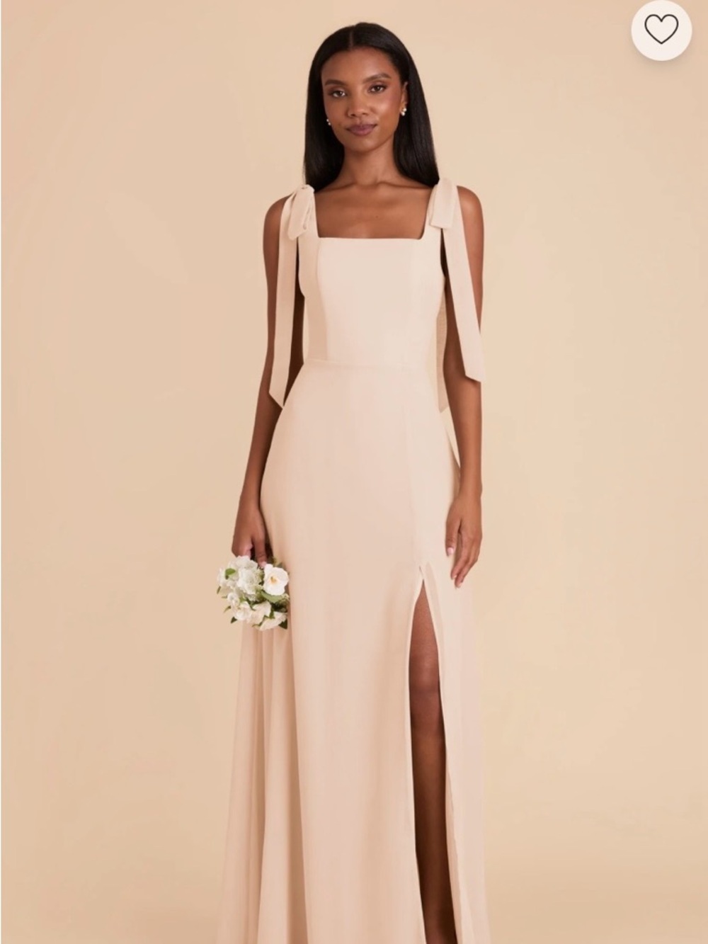 Birdy Grey Alex Tie-Shoulder Square-Neck Maxi Dress in Blush in Champagne